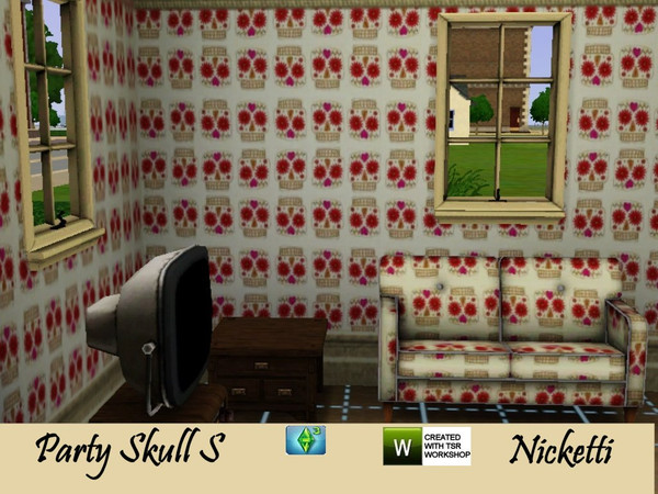 Sims 3 — Party Skull S by nicketti — Pattern square, fabrics. Halloween, pirates, vampires, day of dead, gothic. 1