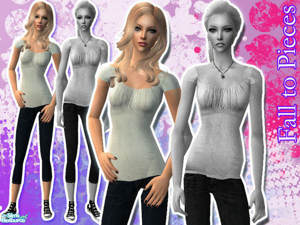 Sims 2 — Fall to Pieces - Blue/gray by TSR Archive — A set of two cute outfits with short and all-star (Thanks for