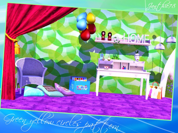 Sims 3 — Green yellow circles by Janthie78 — Just a lovely green yeallow circles pattern. Collect the set of all colours.