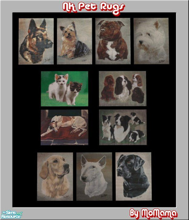 Sims 2 — NK Pet Rugs by MoMama — A collection of dog rugs with one kitty rug. (Sorry cat lovers!) I had 10 and then