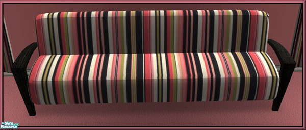 Sims 2 — NK Shoukeir "Six" LR - Sofa by MoMama — A black wood frame supports cushions of pink, black and white