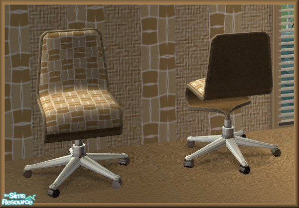 Sims 2 — NK TC32 Arizona LR - Desk Chair by MoMama — A desk chair with a brown leather back and beige weave fabric front.