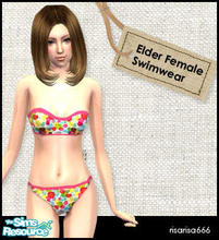 Sims 2 — Elder Female Cute Swimwear set - 04 by risarisa666 — Pose by May Pink http://honeypetal.hanabie.com/ **thanks