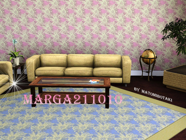 Sims 3 — Marga211010 by matomibotaki — Pattern in dark green, pink and light yellow, 3 channel, to find under Fabric.