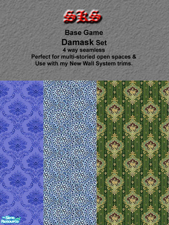 Sims 2 — BG Damask set by 71robert13 — These 3 damask patterns were taken from Base Game, now made 4 way seamless.