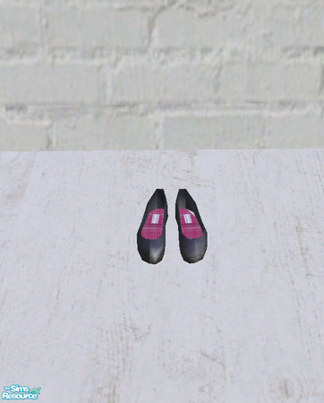 Sims 2 — Dark Blue Ballet Flats by salixlikescake — Dark blue ballet flats with a plaid insole. 