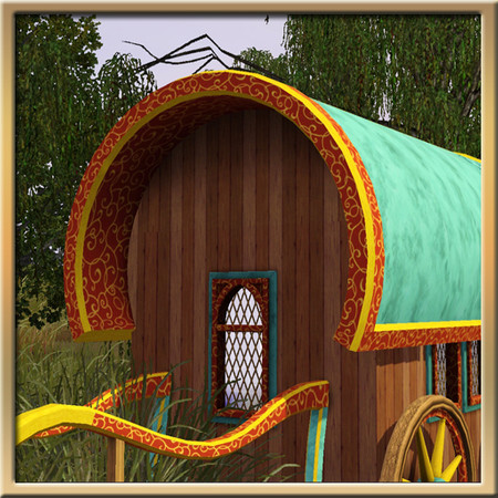 Sims 3 — Traditional Nomadic Caravan Roof (End) by Cyclonesue — Traditional nomad caravan roof (end piece). Use with a