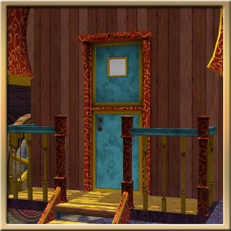 Sims 3 — Nomadic Caravan Door by Cyclonesue — Ornate door for the nomad Caravan set. By Cyclonesue for TSR