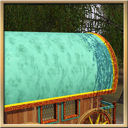 Sims 3 — Traditional Nomadic Caravan Roof (Inner) by Cyclonesue — Traditional nomad caravan roof (end piece). Use with