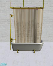 Sims 2 — Tan Houses Shower Curtain by salixlikescake — A tan shower curtain with ink outlined buildings.