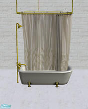 Sims 2 — Lower Ruffle Shower Curtain by salixlikescake — A off white shower curtain featuring rows of ruffles on the