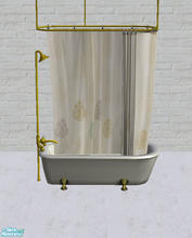 Sims 2 — White Shower Curtain with Pastel Embellishments by salixlikescake — A white shower curtain featuring yellow,