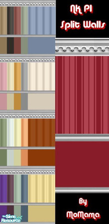 Sims 2 — NK Split Walls by MoMama — Another set by request. These walls feature a solid bottom, Oxford stripe top and