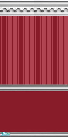 Sims 2 — NK Split Walls - Red by MoMama — A wall with Red bottom, Red Oxford stripe top and gothic arch crown molding