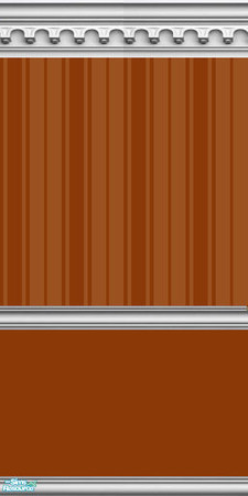 Sims 2 — NK Split Walls - PeachNBrown by MoMama — A wall with Brown bottom, Brown Oxford stripe top and gothic arch crown