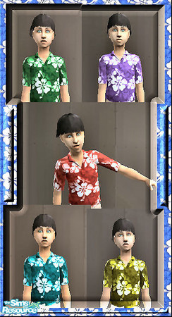 Sims 2 — Boy's Hawaiian Shirts by Phadrae — I got a request to make a few more colors for my Boy's Hawaiian shirt that I