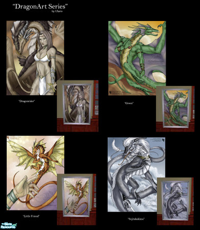 Sims 2 — DragonArt Series by Ulario — A set of dragon prints from Traci "Ulario" Vermeesch. 