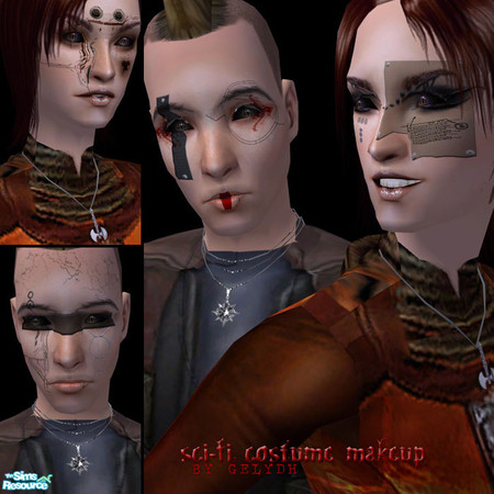 Sims 2 — Sci-Fi Costume Makeup by gelydh — Four varying styles of science-fiction inspired costume makeup, available for