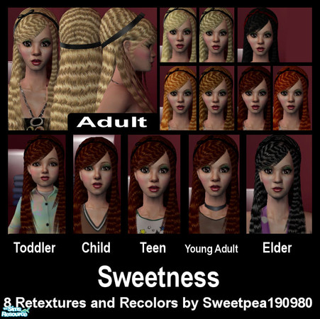 Sims 2 — Sweetness by sweetpea190980 — retexture and recolors of xmsims sweet new hair im not sure if i like these