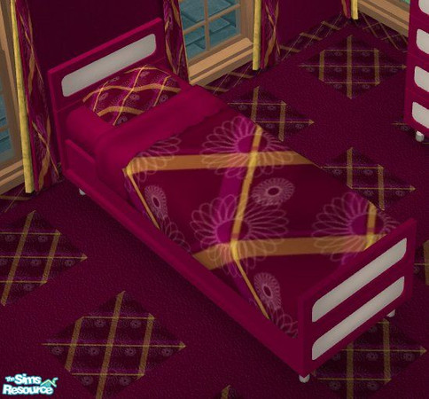 Sims 2 — NK Bon Bon BR, Berry - Bed, Bedding by MoMama — A berry bed with berry bedding. NOTE: You need Shoukeir's