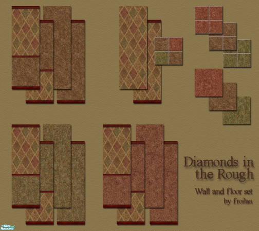 Sims 2 — Diamond in the Rough Decorating set by froilan — This is a beautiful set of coordinating walls, carpets and tile