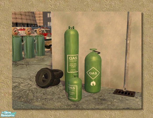 Sims 2 — Gas Cylinders Green Recolour by Cyclonesue — A recolour of the Gas cylinder set. You need to download the large