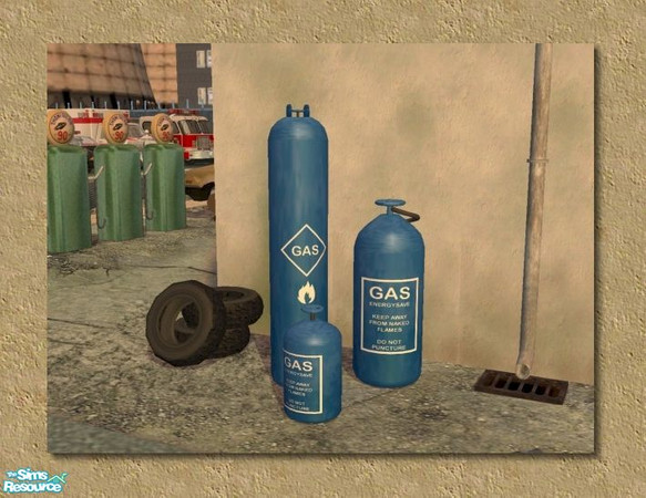 Sims 2 — Gas Cylinders Blue Recolour by Cyclonesue — A recolour of the Gas cylinder set. You need to download the large