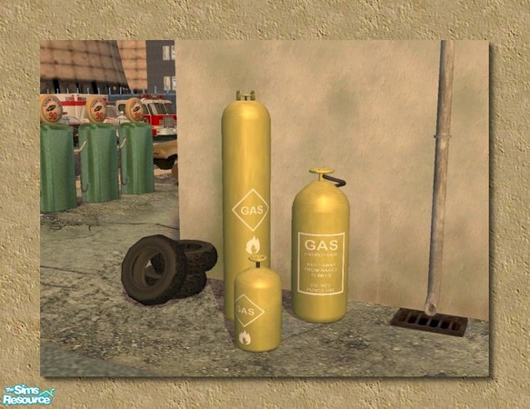 Sims 2 — Gas Cylinders Yellow Recolour by Cyclonesue — A recolour of the Gas cylinder set. You need to download the large