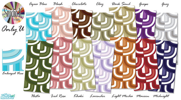 Sims 2 — Studio K Only U 01 by StudioKhagerks — 1-14 of 28 colors. Can be found under Wallpapers. Coordinates with Studio