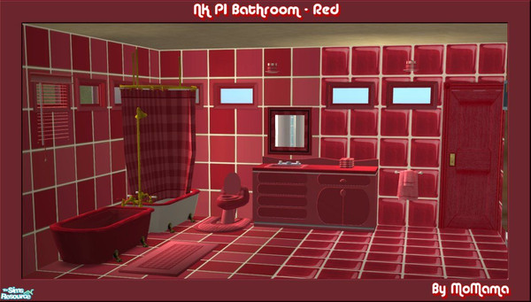 Sims 2 — NK PI Bathroom - Red by MoMama — A Red bathroom for getting up those hygiene bars. Great for relaxing in the tub