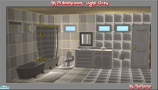 Sims 2 — NK PI Bathroom - Light Grey by MoMama — A Light Grey bathroom for getting up those hygiene bars. Great for