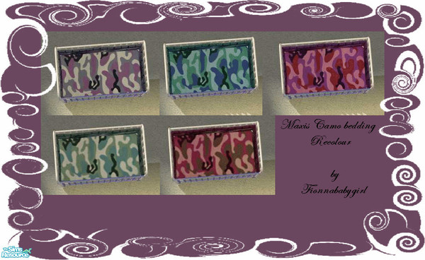 Sims 2 — Maxis crib camo recolours by fionnababygirl — Here are 5 recolours of the Maxis camo crib bedding. My sim
