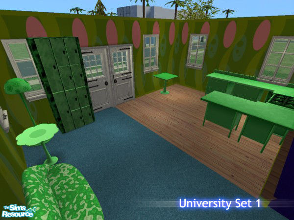 Sims 2 — University Set 1 by simmyfan2852 — A green recolor set of some University objects.
