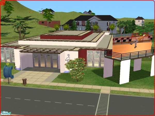 Sims 2 — Gils Roller Rama by daman19942 — A very unique roller rink complete with swimming pool, barbeque supplies, Gil's