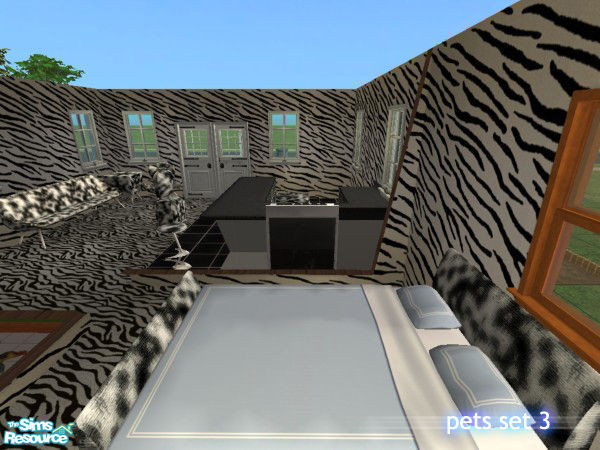 Sims 2 — Pets Set 3 by simmyfan2852 — My third recolor set for TS2 Pets. This time, in a wild black and white, zebra like