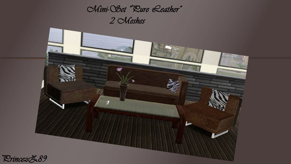 Sims 3 — Pure Leather Miniset by Princezz89 — Livingroom-Miniset "Pure Leather" contains 2 Meshes : Seat with