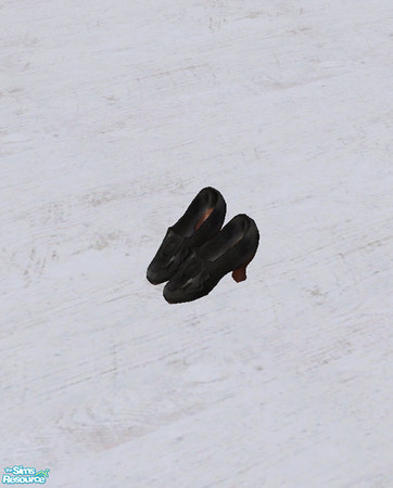 Sims 2 — Black Leather Heels by salixlikescake — A pair of high heels in black leather, with a wood heel, featuring a