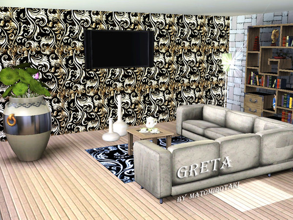 Sims 3 — Greta by matomibotaki — Pattern by matomibotaki, in brown, orange and light yellow, 3 channel, to find under