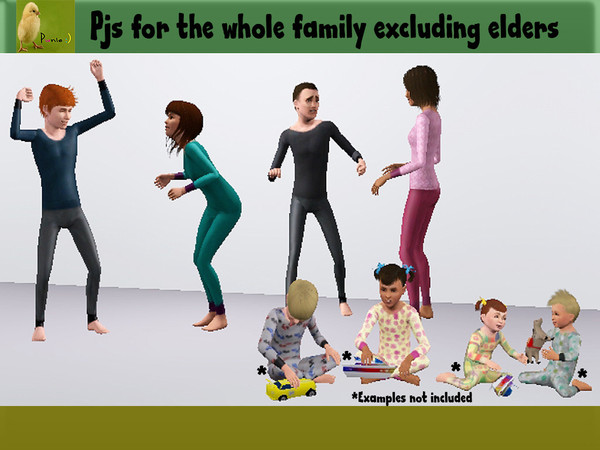 Sims 3 — punie pjs group 2 by punie — Recolorable pj's for everyone but elders female adult, teen, child and male child