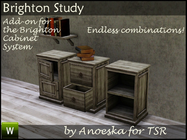 Sims 3 — Brighton Cabinet 1C by AnoeskaB — Part of the Brighton Set. Combine the pieces to make unique Cabinets. TSRAA