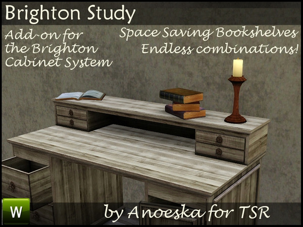 Sims 3 — Brighton Desk Top by AnoeskaB — Desk Top for placement on Brighton Desk. Has several slots on top for deco
