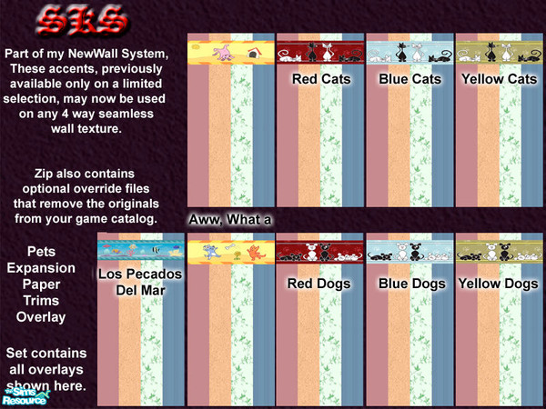 Sims 2 — NewWall - Pets Trims Overlay by 71robert13 — This overlay offers an assortment of trims taken from Pets