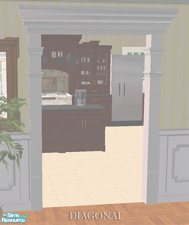Sims 2 — Georgian Doorway - Diagonal by phoenix_phaerie — Diagonal mesh of the Georgian Doorway. Note: Requires the