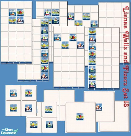 Sims 2 — Set 19 designer walls and floors by TSR Archive — Set 19 designer walls and floors - boats