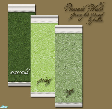 Sims 2 — Brocade Walls 2 - Green for Spring! by froilan — More brocade walls in lovely shades of green. Large seamless