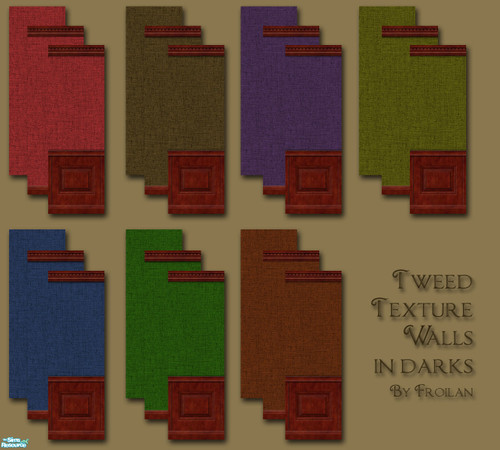 Sims 2 — Tweed Texture Walls in Dark Colors by froilan — This the 3rd set in the series of tweed texture walls. These are
