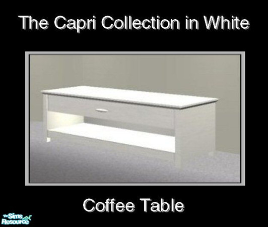 Sims 2 — Capri in White - Coffee Table by Waverly — Sweet & Simple. The clean lines and subtle curves of the Capri