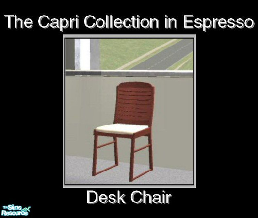 Sims 2 — Capri in Espresso - Desk Chair by Waverly — Sweet & Simple. The clean lines and subtle curves of the Capri