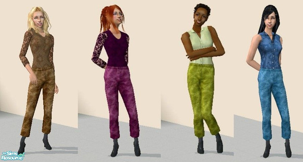 Sims 2 — JD Capri trousers worn suede by jdamgaard — Thi set is a recolor of a mesh by Grizzelda which can be found on