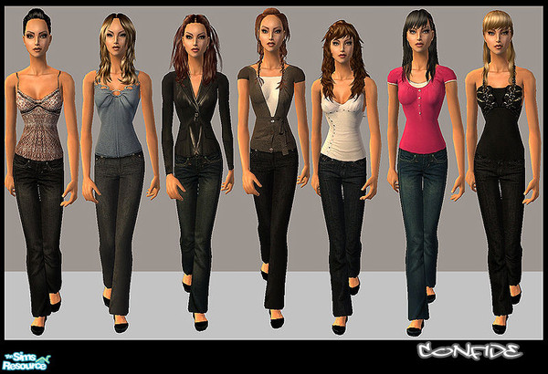 Sims 2 — Sunrise by confide — Set of 7 clothes. You need to download mesh_confideathletic_jan from the link below.